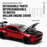 Dodge Challenger SRT Jailbreak black 1:36 diecast car with white racing stripes and modification parts