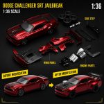 Dodge Challenger SRT Jailbreak red 1:36 modified diecast car with wide-body kit, engine parts and rear wing – CCA
