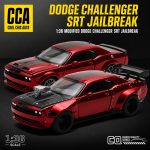Dodge Challenger SRT Jailbreak black 1:36 diecast car with white racing stripes and modification parts