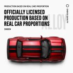 Dodge Challenger SRT Jailbreak black 1:36 diecast car with white racing stripes and modification parts