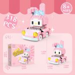 My Melody Sanrio 6901 Building Blocks 318-piece pink bunny character riding a pink and white mini kart