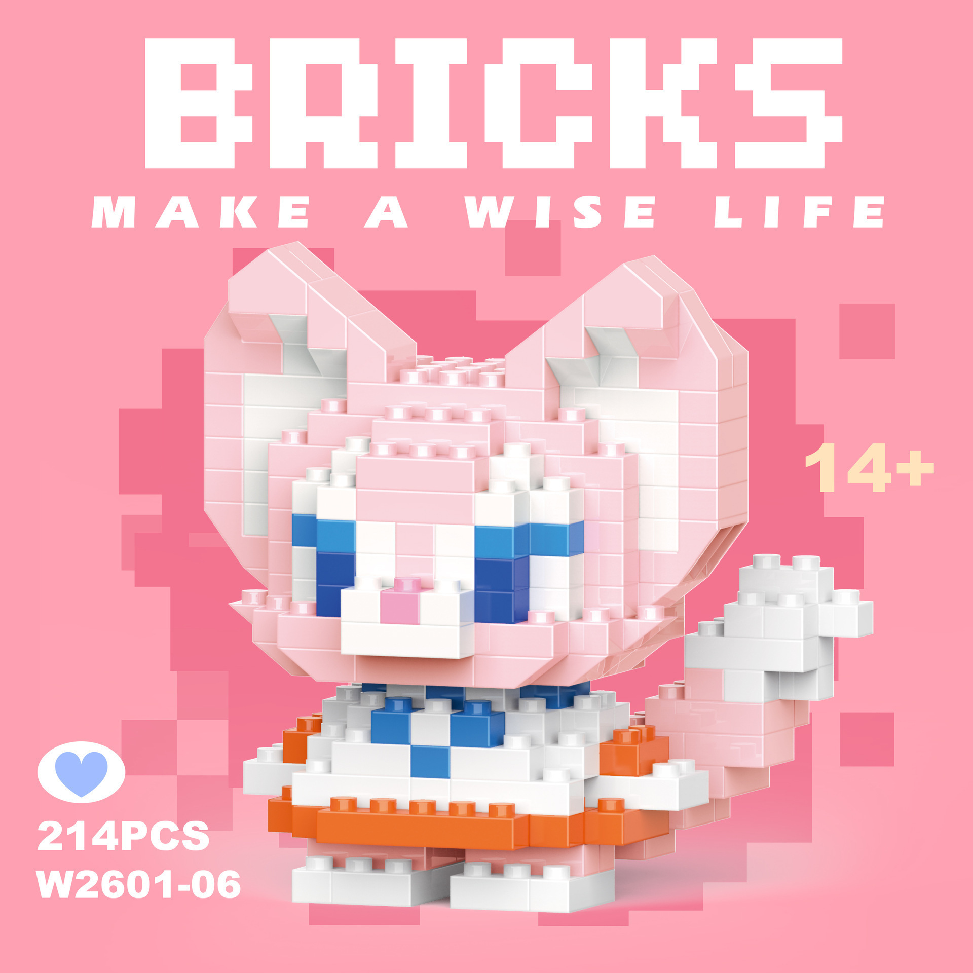 LinaBell Disney W-006 Micro Building Blocks 214-piece pink fox mini figure with large ears, blue eyes and fluffy tail LinaBell Disney W-006 Micro Building Blocks 214-piece pink fox mini figure with large ears, blue eyes and fluffy tail