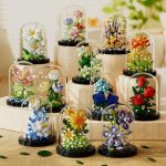 Tulip Building Blocks with Dust Cover 160-piece pastel flower display by CHAOLECHUANG