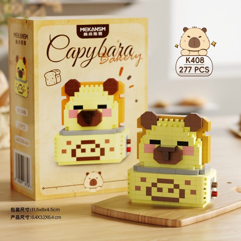 Capybara K408 Micro Building Blocks 277-piece mini figure in yellow toast box design