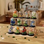 Tulip Building Blocks with Dust Cover 160-piece pastel flower display by CHAOLECHUANG