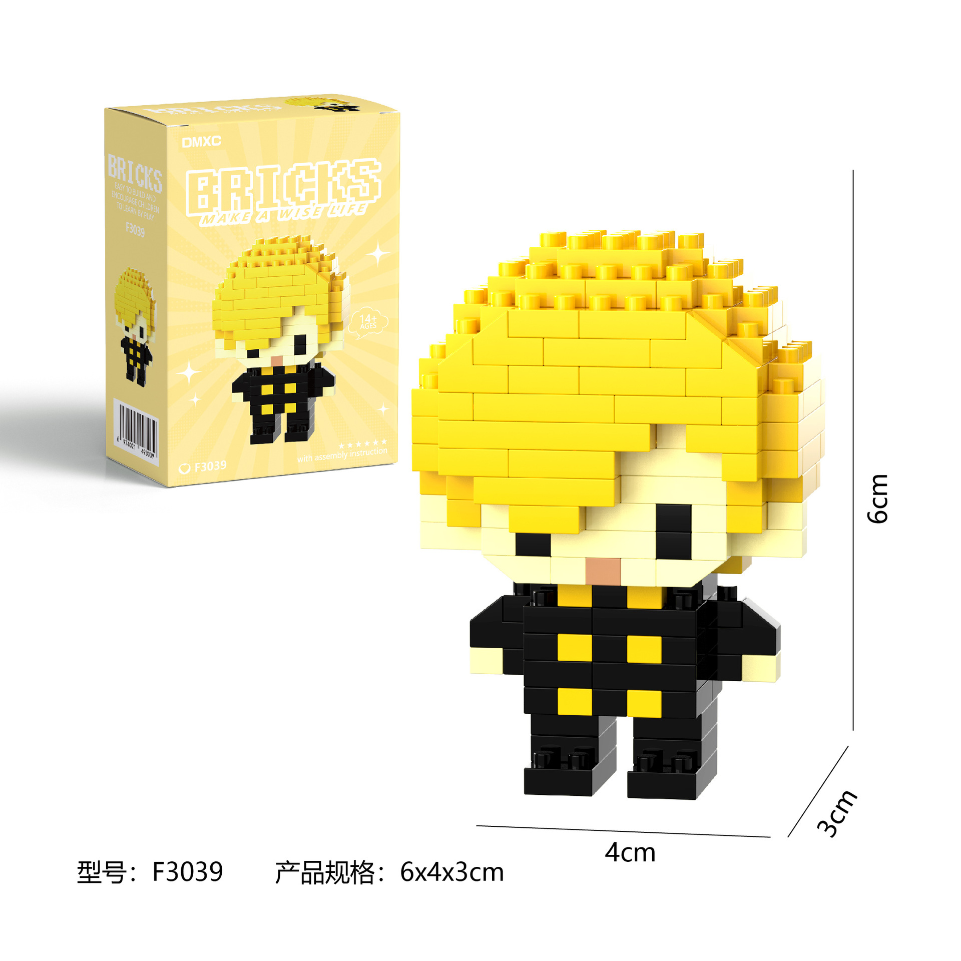 Sanji One Piece Anime F3039 Micro Building Blocks mini figure with blonde hair and black suit Sanji One Piece Anime F3039 Micro Building Blocks mini figure with blonde hair and black suit
