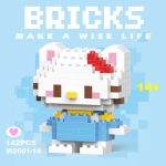 Hello Kitty Sanrio Micro Building Blocks W2601-18 142-piece mini figure with red bow and blue outfit