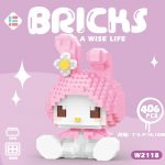 My Melody Sanrio 1022 Building Blocks 406-piece pink mini figure with bunny ears and flower decoration