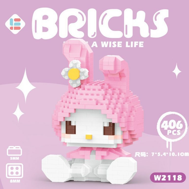 My Melody Sanrio 1022 Building Blocks 406-piece pink mini figure with bunny ears and flower decoration