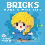 Elsa Disney Princess Micro Building Blocks W-028 187-piece mini figure with blonde braid and blue dress