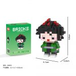 Tanjiro Kamado Demon Slayer Anime Q5051 Micro Building Blocks mini figure with dark spiky hair, red accents and green outfit