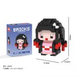Nezuko Kamado Demon Slayer Anime Q5052 Micro Building Blocks mini figure with long black hair and pink kimono-style outfit