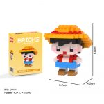 Luffy Monkey D. One Piece Anime Q5053 Micro Building Blocks mini figure with straw hat, red vest and blue shorts