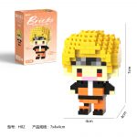 Naruto Uzumaki Anime H-02 Micro Building Blocks mini figure with yellow hair, forehead protector and orange-black outfit