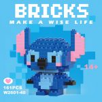 Stitch Disney Micro Building Blocks W-040 161-piece blue mini figure with large ears and black nose