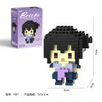 Sasuke Uchiha Naruto Anime H-07 Micro Building Blocks mini figure with black hair, grey outfit and purple rope belt