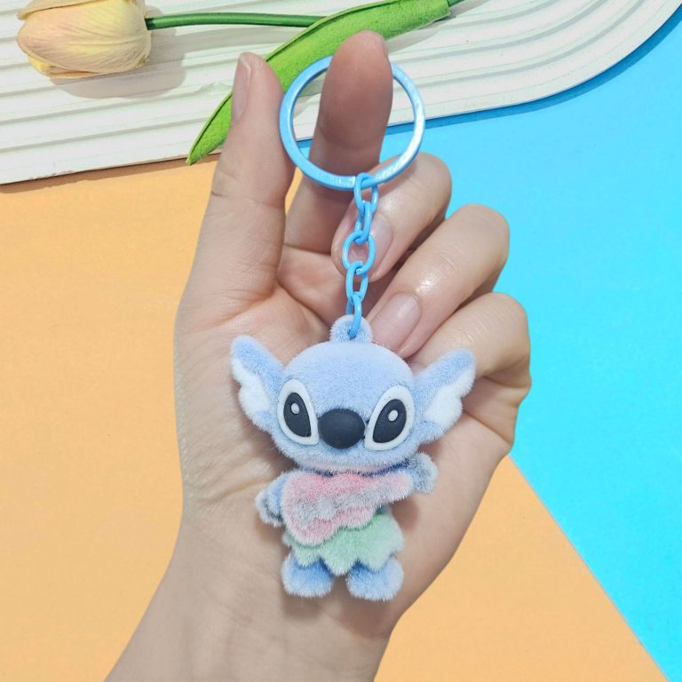 Blue Stitch Fuzzy Keychain