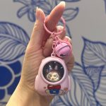 Pink Labubu Light Up Keychain with bell and transparent capsule