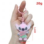 Pink Stitch Fuzzy Doll Charm 5.2cm with guitar and pink metal ring