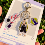 Gyomei Himejima Triple Keyring with character, chained weapon and outfit acrylic charms