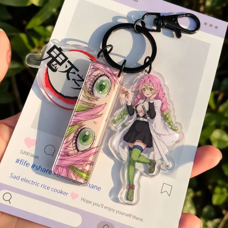 Mitsuri Kanroji Eye Keyring with Three Acrylic Charms