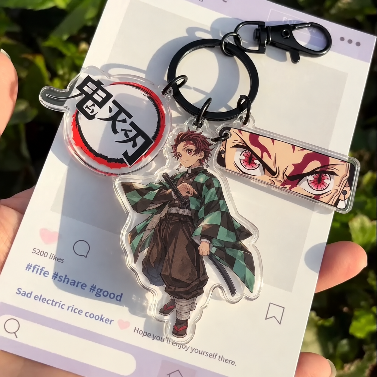 Tanjiro Kamado Triple Keyring with Demon Slayer Charms Tanjiro Kamado Triple Keyring with Demon Slayer Charms
