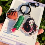Nezuko Chibi Triple Keyring with Bamboo and Box Charms