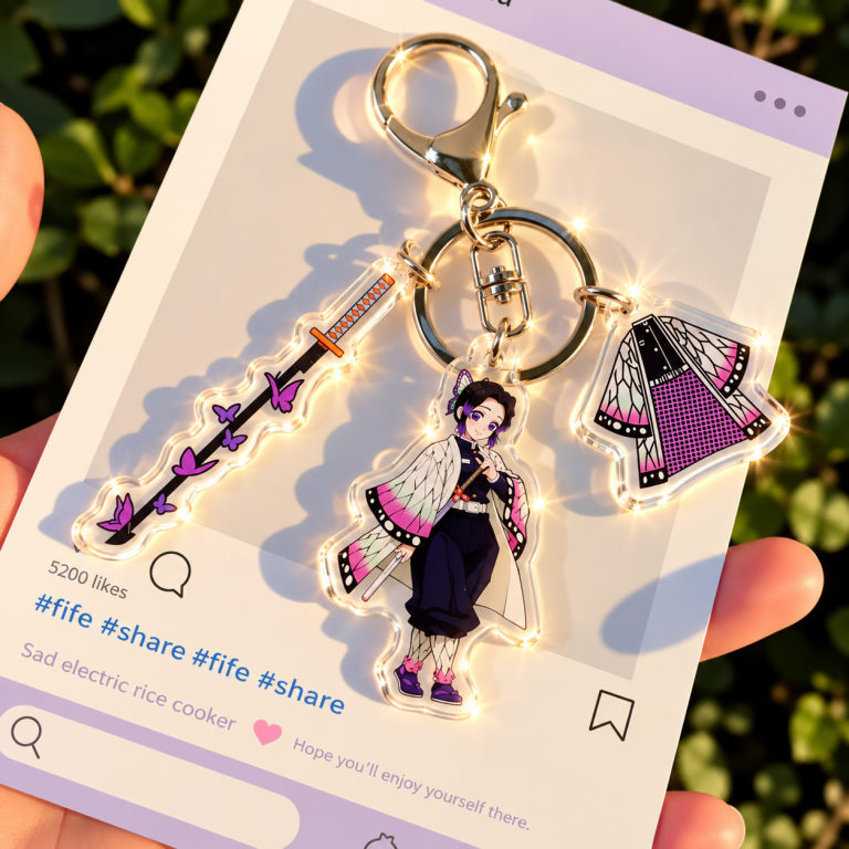 Shinobu Kocho Triple Keyring with Butterfly Charms
