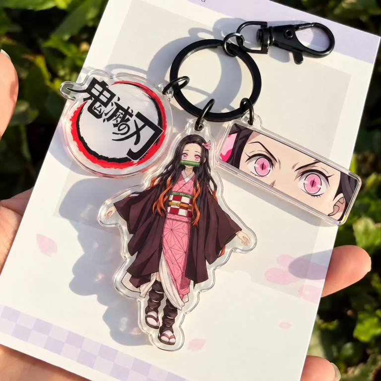 Nezuko Kamado Eye Keyring with Three Acrylic Charms