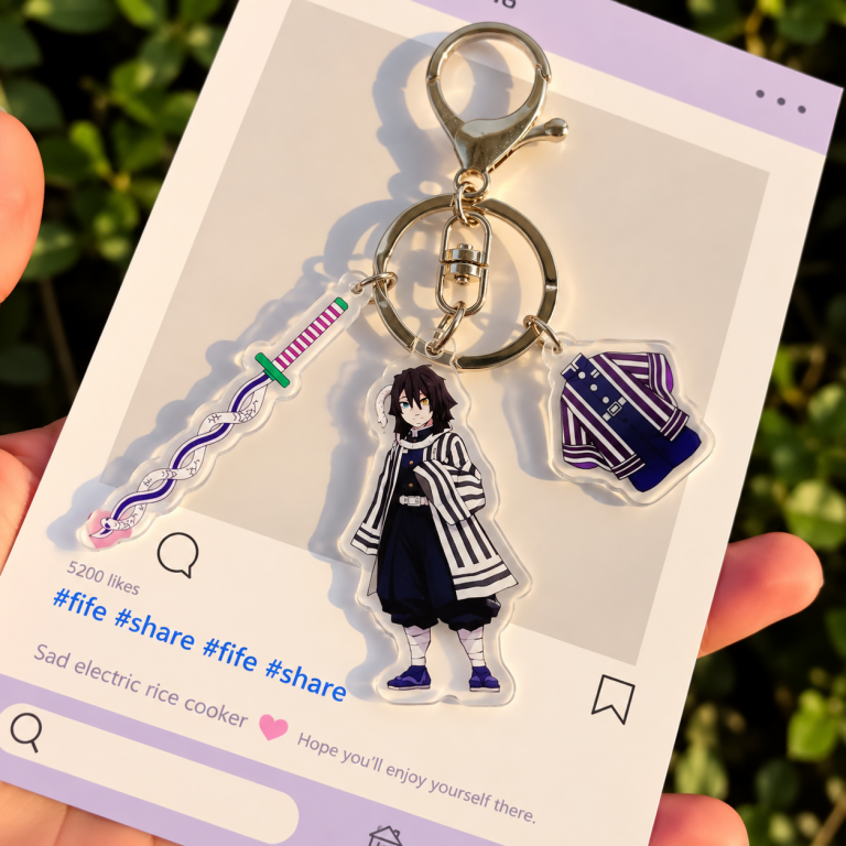 Obanai Iguro Triple Keyring with Three Acrylic Charms
