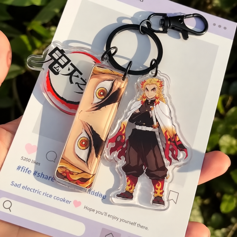 Kyojuro Rengoku Eye Keyring with Three Acrylic Charms