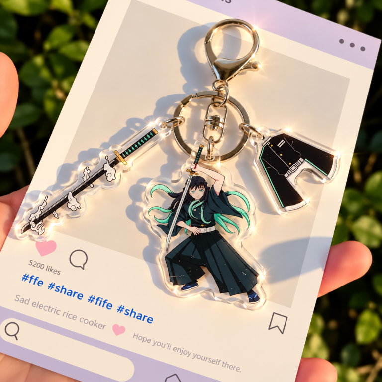 Muichiro Tokito Sword Keyring with Mist and Uniform Charms